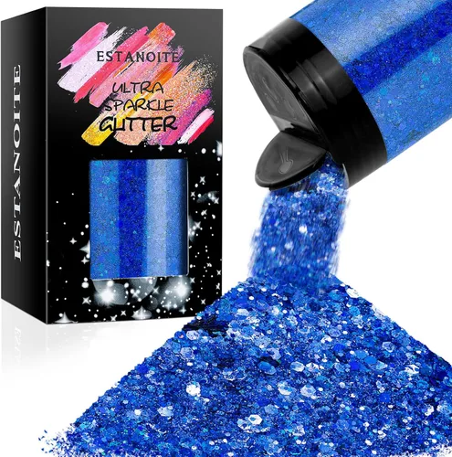 Miniatura 15 de Purpurina gruesa iridiscente, 5.64 onzas, polvo de purpurina ultrafina mezclada con copos de PET gruesos y lentejuelas para arte de resina epoxi