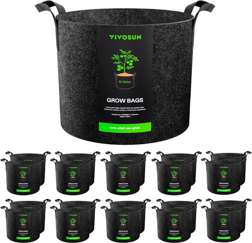 Miniatura 20 de VIVOSUN Paquete de 10 bolsas de cultivo de 7 galones, macetas de tela reforzadas para jardinería, color negro
