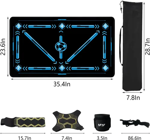 Miniatura 6 de Equipo de entrenamiento de fútbol, tapete de entrenamiento de fútbol de 35 x 24 pulgadas, tapete de entrenamiento de pasos de fútbol para juego