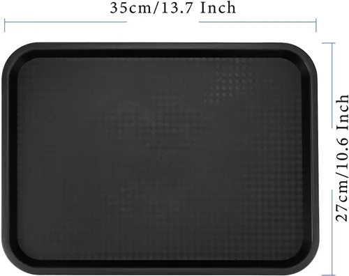 Miniatura 2 de Paquete de 10 bandejas de plástico negro para comida rápida, bandejas de plástico para cafeterías de 14 x 10 pulgadas con superficie texturizada