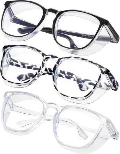 Miniatura 48 de Gafas de seguridad para enfermeras, gafas protectoras – Antivaho marco cuadrado elegante gafas transparentes para mujeres y hombres C16-negro Gery