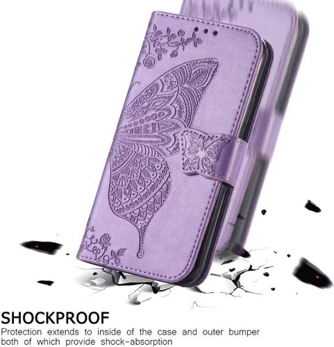 Miniatura 2 de Funda para teléfono Samsung Galaxy A15 5G, funda con tapa para mujer, tarjeteros de crédito en relieve mariposa flor de cuero PU correa de muñeca
