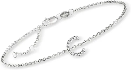 Miniatura 8 de RS Pure by Ross-Simons Diamond-Accented Single-Initial Bracelet in Sterling Silver