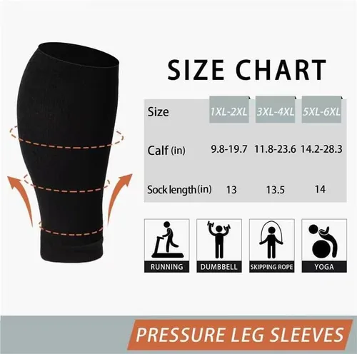 Miniatura 2 de Mangas de compresión para piernas de talla grande para mujeres y hombres, 15-20mmHg pantorrilla ancha hasta la rodilla mangas de pierna alta