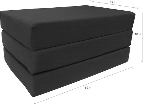 Miniatura 3 de D&D Futon Furniture - Cama de espuma triple plegable, colchón otomano plegable (negro, tamaño individual (6 x 39 x 75)