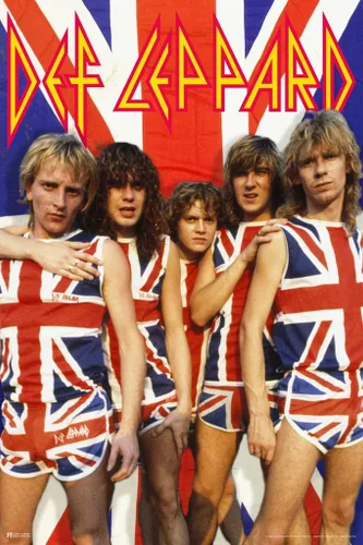 Miniatura 2 de Póster laminado de Def Leppard Union Jack, portada de álbum de metal pesado, mercancía de música retro vintage de los años 80, póster de banda