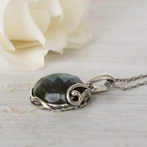 Miniatura 25 de 925 Sterling Silver Gemstone Necklaces for Women - Birthstone - Silver Pendant Necklaces - Statement Necklace Silver - Everyday Jewelry Silver