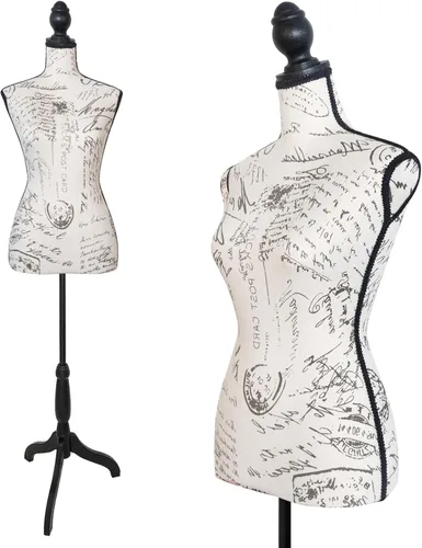 Maniquí femenino con forma de torso para vestido, cuerpo de maniquí para costura con soporte de trípode de plástico ajustable de 58" a 67" de altura