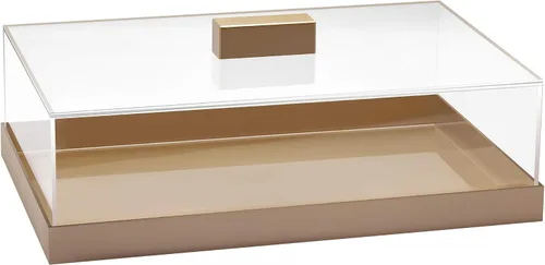 Miniatura 7 de Soporte acrílico para tartas Bandeja multifuncional para servir Elegante bandeja dorada para alimentos con tapa transparente Perfecto como