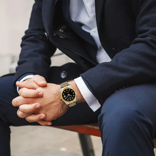Miniatura 4 de BUREI Reloj automático para hombre, con fecha, pulsera de acero inoxidable, pulsera ajustable para hombre