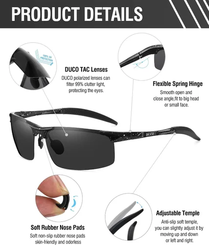 Miniatura 10 de Duco - Gafas de sol deportivas polarizadas para hombre con protección UV 8177s
