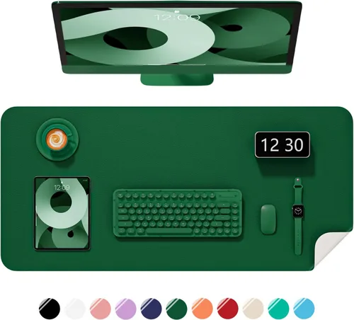 Miniatura 40 de Alfombrilla de escritorio, 60 x 35 cm, de piel sintética, antideslizante, alfombrilla grande para mouse para escritorio, impermeable, almohadilla