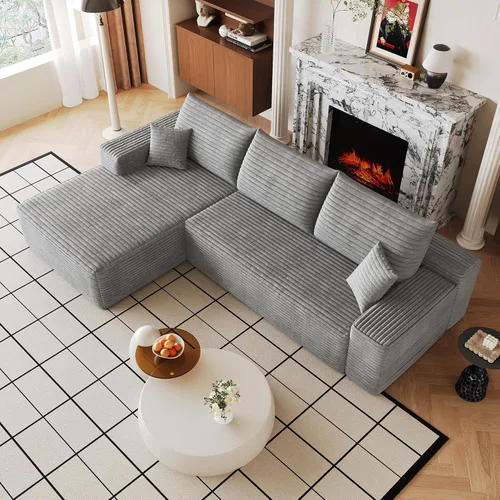 Miniatura 34 de Sofá modular Cloud de 107 pulgadas, sofá modular en forma de L con diván de gran tamaño orientado hacia la izquierda, sofá de pana de asiento