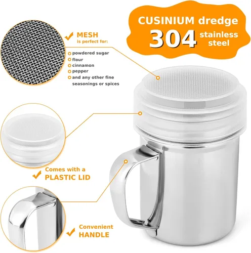 Miniatura 3 de Accmor 1 paquete espolvoreador de azúcar en polvo con mango, espolvoreador de canela tamizador de harina, colador de malla fina de acero inoxidable
