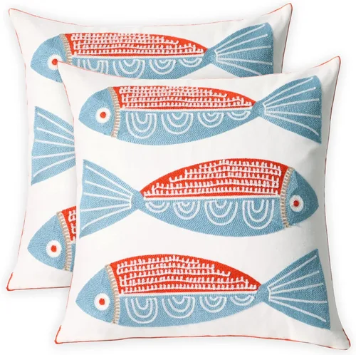 Miniatura 13 de 1 PCS Funda de Almohada Decorativa de Algodón Bordada, Fundas de Cojín Cuadradas Decorativas para el Hogar, Sofá, Cama y Silla, de 18 x 18 Pulgadas