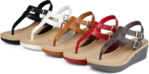 Miniatura 7 de Journee - Sandalias de tacón de cuña para mujer con plataforma y hebilla, correa al tobillo