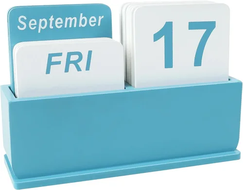 Miniatura 11 de Calendario Perpetuo de Bloques de Madera para Escritorio, Calendario Diario de Escritorio de Pie con Pantalla Grande, Accesorios de Escritorio