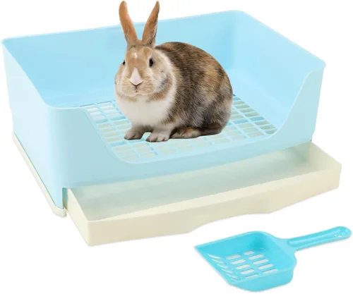 Miniatura 9 de BWOGUE - Caja de arena grande para conejos, orinal de entrenamiento con esquina y cajón, bandeja para mascotas más grande para cobayas adultas
