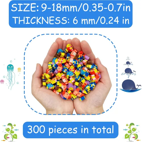 Miniatura 3 de 300 piezas de miniborradores de animales marinos surtidos, borradores de lápiz novedosos a granel para premios, regalos y relleno de regalos