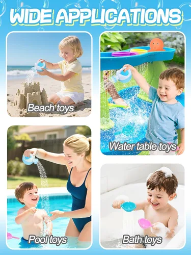 Miniatura 7 de Juguetes de baño pequeños para niños de 1 a 3 años – Juguetes de mesa de agua súper fáciles de limpiar, bañera de bebé, piscina, playa, accesorios