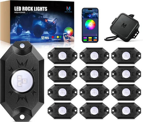 Miniatura 13 de MICTUNING C2+ RGB+IC Luces de Roca con Colores Cambiantes, Impermeables IP68, 2 piezas de Luces de Neón para Rocas (No Incluye Controlador)