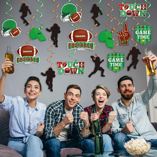 Miniatura 5 de 48 piezas de remolinos colgantes de fútbol, decoración de fiesta de cumpleaños, serpentinas de pared para colgar en el techo, espirales para fiestas