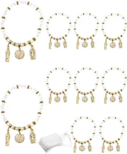 Pulsera Virgen María/San Juda/San Benito/Lady Guadalupe Bautizo Favor/Recuerdos de Bautizo/Quinceañera/Baby Shower
