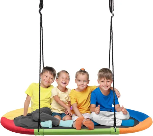 GLACER Columpio de platillo gigante de 60 pulgadas, capacidad de peso de 700 libras, altura ajustable, columpio volador grande para jugar en