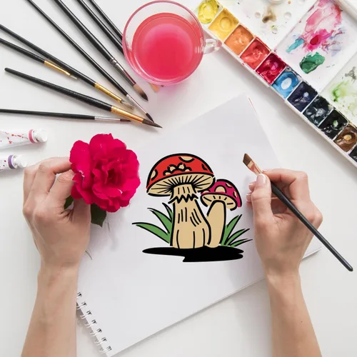 Miniatura 3 de 20 piezas de plantillas de hongos, plantillas reutilizables de hongos de estilo bohemio, luna y flores para pintar en madera, lienzo, azulejos
