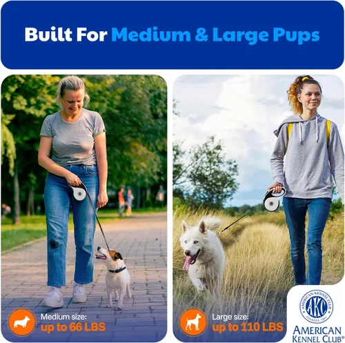 Miniatura 8 de American Kennel Club Correa retráctil resistente para perro, 16.4 pies, sin enredos, agarre ergonómico, freno de una mano, para perros medianos