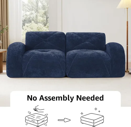 Miniatura 7 de Sofás modulares modulares de 110.6 pulgadas para sala de estar, sofá moderno de terciopelo sin hueso, no requiere montaje, cómodo sofá sin hueso