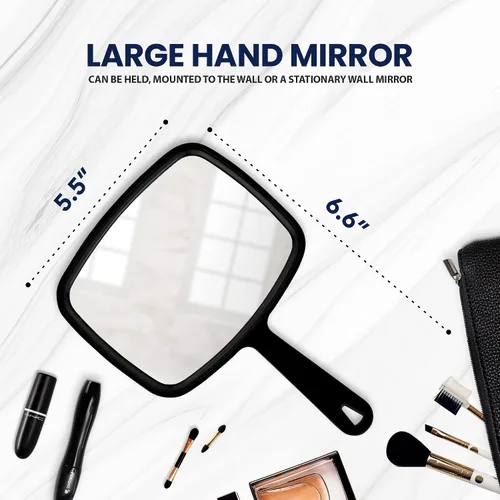 Miniatura 6 de DecorRack 3 espejos de mano grandes, espejo multiusos con agujero para colgar en el mango, ideal para viajes, maquillaje, escritorio, aseo y Paquete