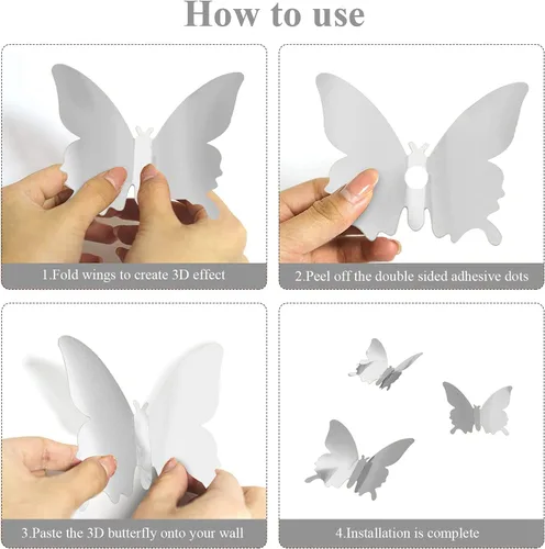 Miniatura 3 de CAYUDEN - Calcomanías 3D de pared de mariposa, 24 piezas extraíbles de 3 tamaños 3D de mariposa azul para decoración de pared, calcomanías