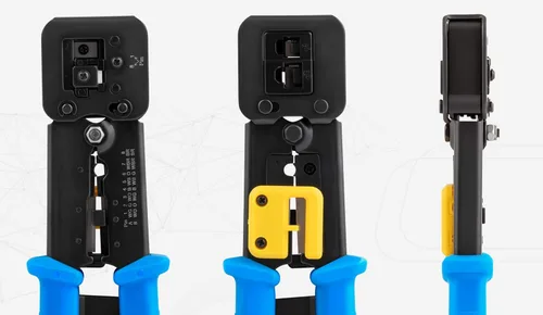 Miniatura 7 de Everest Media Solutions Kit de herramientas de crimpado RJ45, con 50 conectores de paso Cat6 y 50 botas de alivio de tensión + cuchillas