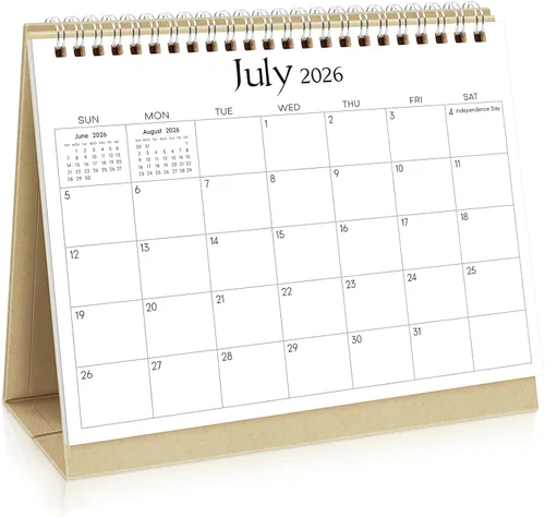 Miniatura 8 de SKYDUE Calendario de escritorio pequeño 2026-2027, de abril de 2026 a diciembre de 2027, calendario de escritorio pequeño de 21 meses con Papel kraft