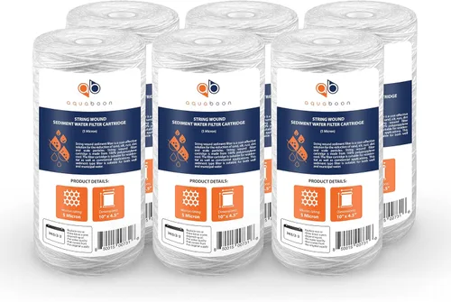 Miniatura 15 de Aquaboon Filtro de Agua de 5 Micras 10 x 4.5 Pulg - Filtro de Agua Enrollado en Hilo para Sistema de Toda la Casa - Compatible con 84637, WPX5BB97P