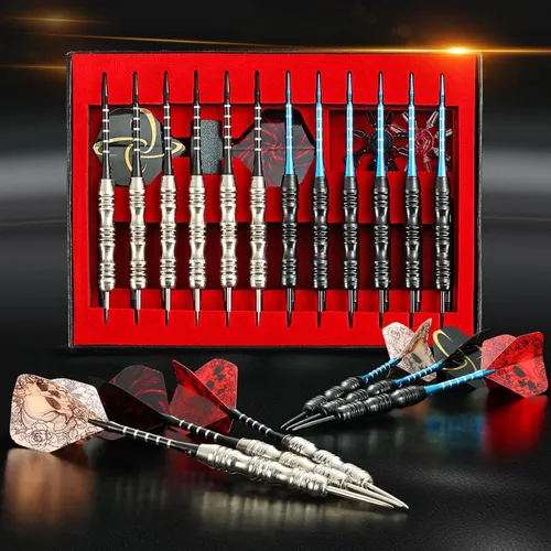 Miniatura 2 de WINSDART Juego de dardos de punta metálica profesional de dardos de metal para dardo con punta de acero con barril de hierro antideslizante, ejes