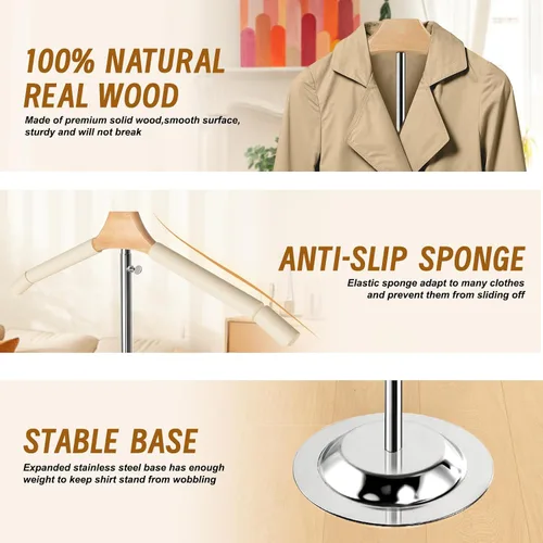 Miniatura 3 de Soporte de exhibición ajustable para camisas, 2 piezas, soporte de exhibición de camisetas de 20-35 pulgadas de altura para vendedores, camisa