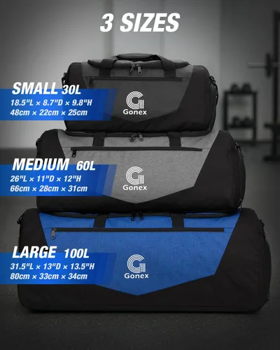 Miniatura 5 de Gonex Bolsa de lona para gimnasio con compartimento para zapatos, bolsillo húmedo, bolsa deportiva de gran capacidad para hombres y mujeres, bolsa