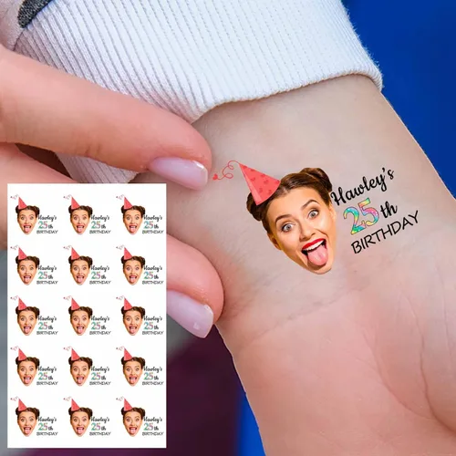 Miniatura 2 de Tatuajes temporales personalizados con texto de nombre, tatuaje temporal personalizado con logotipo fotográfico para adultos, parejas, mujeres