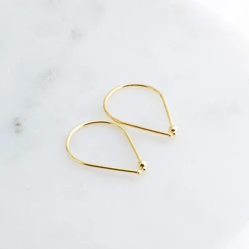 Miniatura 5 de 13mm de plata de ley 20 GA Aretes de aro invertidos colgantes de lágrima hipoalergénicos ligeros con hilo para mujer