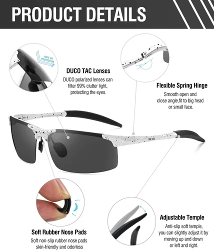 Miniatura 61 de Duco - Gafas de sol deportivas polarizadas para hombre con protección UV 8177s