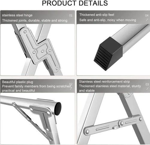 Miniatura 8 de Estante de secado grande resistente, estante de secado de ropa/tendedero, extensible plegable y plegable de acero inoxidable, longitud ajustable