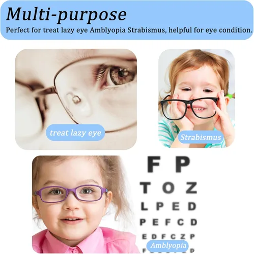 Miniatura 3 de 4 parches de ojos para gafas, parche médico para el tratamiento de ojos perezosos, ambliopía, estrabismo, mejora la visión, parche reutilizable Negro