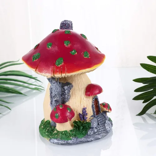 Miniatura 5 de Happyyami Decoración de plantas de casa de hongos en miniatura, figuras de hadas, estatua de hongos, adorno de estatua de hongo, adorno de bricolaje