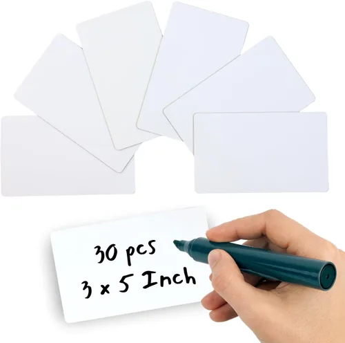 Availey - 30 unidades (5 x 3) – Etiquetas magnéticas blancas de borrado en seco – Tiras reutilizables para aula, hogar, oficina, garaje, Blanco