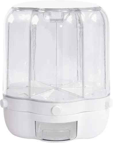 Miniatura 10 de Dispensador de granos para encimera, dispensador de almacenamiento de alimentos giratorio de 360°, dispensador de granos para el hogar, contenedor
