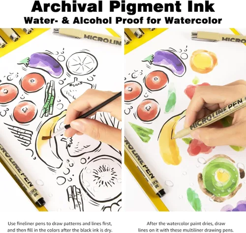 Miniatura 5 de KERIFI Micro-Pen - Bolígrafos de tinta fineliner, paquete de 12 bolígrafos de dibujo de punta fina, impermeables, tinta de archivo, multiliner
