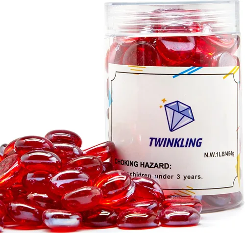 Miniatura 5 de TWINKLING - Perlas de vidrio de fuego redondas de alto brillo, cuentas de vidrio, piedras y rocas para chimenea, jarrones, manualidades, acuario