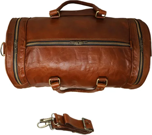 Miniatura 4 de Jaald Maleta de viaje de cuero genuino grande de 22.0 in para hombres y mujeres Fitness fin de semana cabaña de mano Vintage impermeable regalo